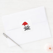 Leuke Kerst Pirate Schedel met Santa Hat Vierkante Sticker (Envelop)
