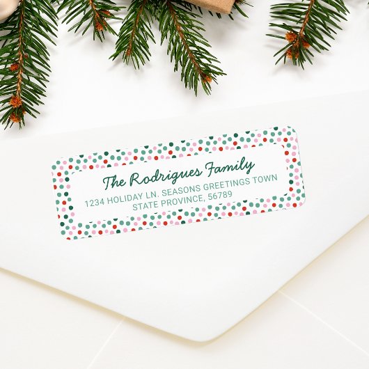 Leuke kerst polka stippen retour adres label