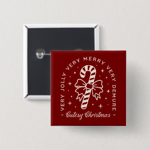 Leuke kerst preppy snoep rietstok boog rood vierkante button 5,1 cm