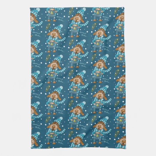 Leuke Kerst Pup Patroon Vakantie Keuken Handdoeken (Verticaal)