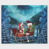 Leuke kerst puppy en elf cadeaupapier (Vlak)