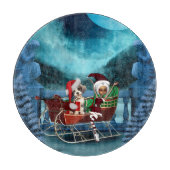 Leuke kerst puppy en elf snijplank (Voorkant)