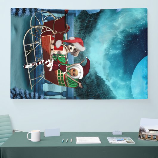Leuke kerst puppy en elf spandoek (Beurs)