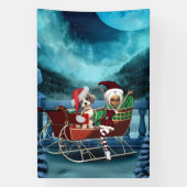 Leuke kerst puppy en elf spandoek (Verticaal)