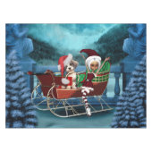Leuke kerst puppy en elf tafelkleed (Voorkant (Horizontaal))