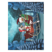 Leuke kerst puppy en elf tafelkleed (Voorkant)