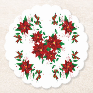 Leuke Kerst Rode Bloem Papieren Onderzetter