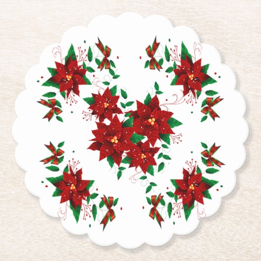 Leuke Kerst Rode Bloem Papieren Onderzetter (Voorkant)