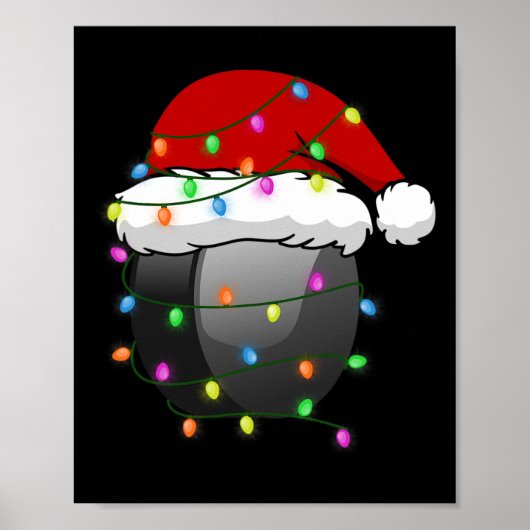 Leuke kerst Santa Hat Hockey Sport Xmas Boys Manne Poster (Voorkant)