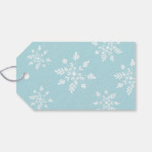 Leuke kerst Santa's kleine helper elf sneeuw blauw Cadeaulabel (Achterkant Horizontaal)