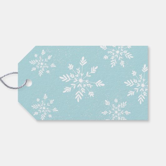 Leuke kerst Santa's kleine helper elf sneeuw blauw Cadeaulabel (Achterkant Horizontaal)