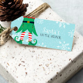 Leuke kerst Santa's kleine helper elf sneeuw blauw Cadeaulabel