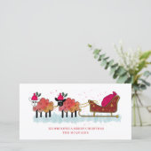 Leuke kerst schapen trekken santas slee feestdagenkaart (Staand voorkant)