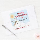 Leuke Kerst Schattigee Sneeuwman Cheers Vakantie S Vierkante Sticker (Envelop)