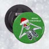 leuke kerst Skelet Santa Hat Ornamenten Groen Button Flesopener