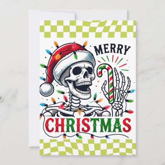 Leuke Kerst Skelet Vakantie Bedankkaart (Voorkant)