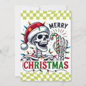 Leuke Kerst Skeleton Vakantie Bedankkaart (Voorkant)