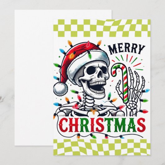 Leuke Kerst Skeleton Vakantie Bedankkaart (Voorkant / Achterkant)