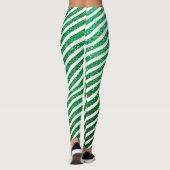 Leuke kerst snoep riet glitter groen gestript leggings (Achterkant)