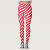 Leuke kerst snoep riet vakantie gestript patroon leggings (Voorkant)