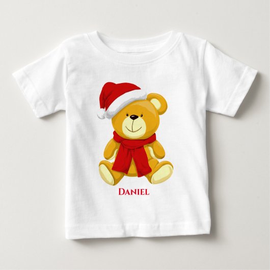 Leuke Kerst Teddy Bear Santa Baby Tshirts (Voorkant)