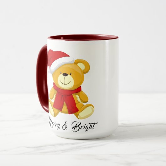 Leuke kerst teddybeer gepersonaliseerd mok (Voorkant links)