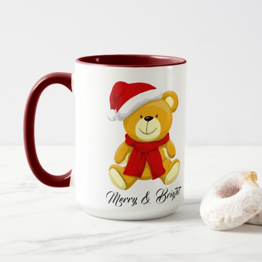 Leuke kerst teddybeer gepersonaliseerd mok (Met donut)