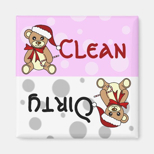 Leuke kerst teddybeer schoon vuile vaatwasser magneet (Voorkant)