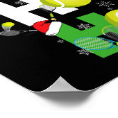 Leuke Kerst Tennis Pyjama Speler Matching Racket Poster (Hoek)