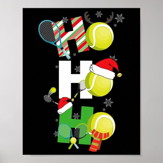 Leuke Kerst Tennis Pyjama Speler Matching Racket Poster (Voorkant)