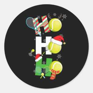 Leuke Kerst Tennis Pyjama Speler Matching Racket Ronde Sticker