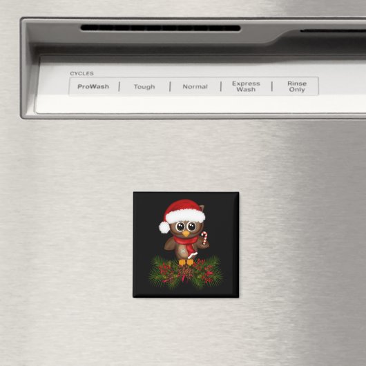 Leuke kerst uil op dennentak magneet (Insitu (Vaatwasser))