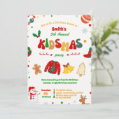 Leuke kerst verjaardagsfeestje voor kinderen kaart (Staand voorkant)