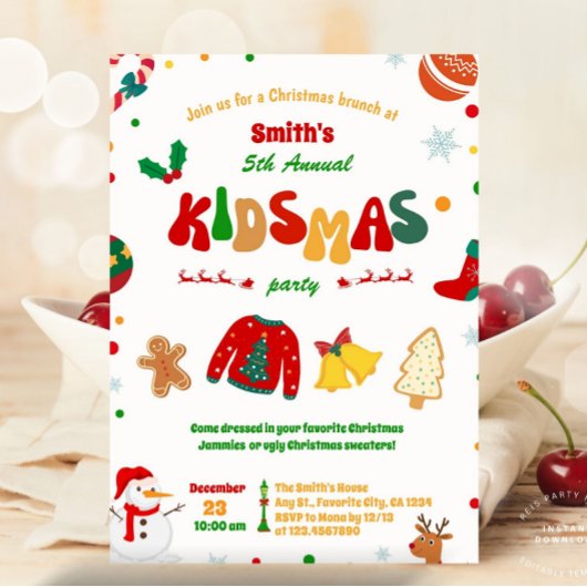 Leuke kerst verjaardagsfeestje voor kinderen kaart