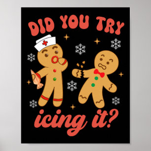 Leuke kerst verpleegster peperkoek man heb je gepr poster