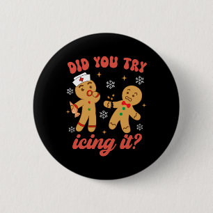 Leuke kerst verpleegster peperkoek man heb je gepr ronde button 5,7 cm