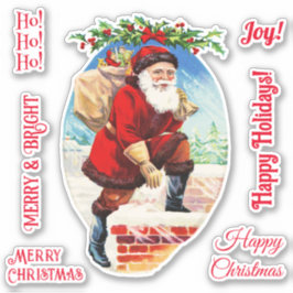 Leuke Kerst Vintage Kerstman Schoorsteen Berichten Sticker