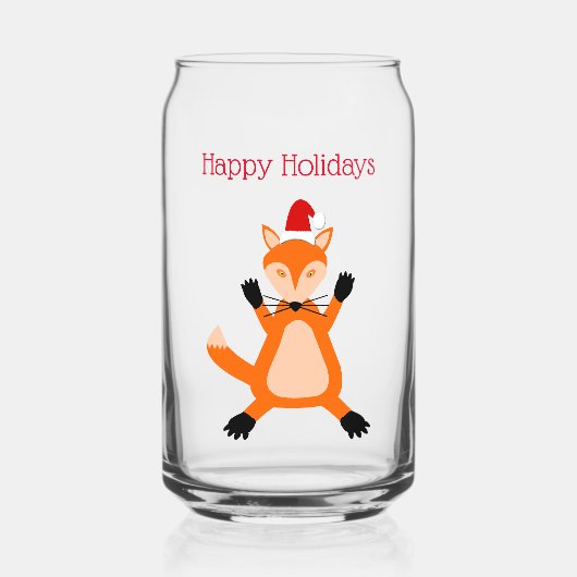 Leuke kerst vos op maat blikvorm glas (Voorkant)