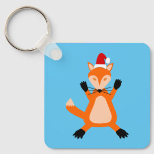 Leuke kerst vos op maat sleutelhanger