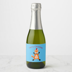Leuke kerst vos op maat sparkling wijnetiket