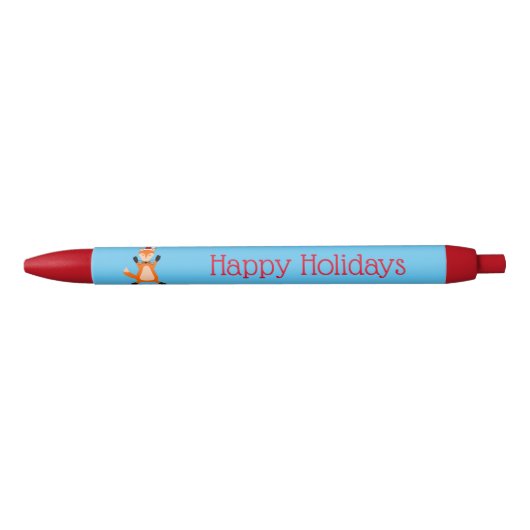 Leuke kerst vos op maat zwarte inkt pen (Voorkant)