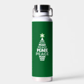 Leuke Kerst Vrede Boom Custom Initiaal Groen Waterfles (Achterkant)