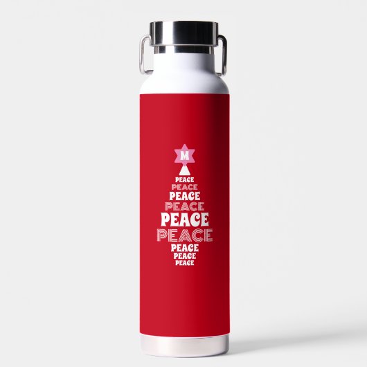 Leuke Kerst Vrede Boom Custom Initiaal Rood Waterfles (Voorkant)