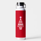 Leuke Kerst Vrede Boom Custom Initiaal Rood Waterfles (Achterkant)