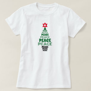 Leuke Kerst Vrede Boom Custom Initiaal Wit Plezier T-shirt