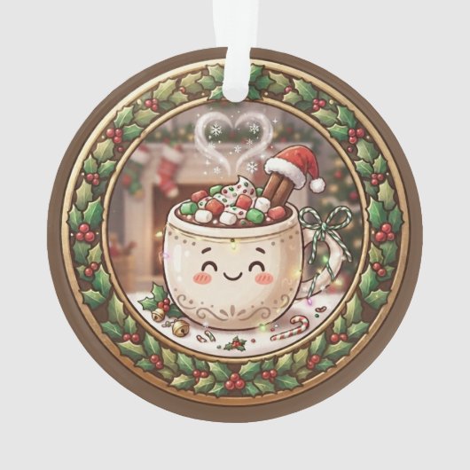 Leuke Kerst Warme Chocolade Mok Ornament (achterkant)