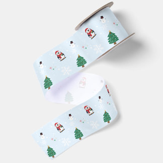 Leuke Kerst Waterverf pinguïn xmas Feestje Kind Satijnen Lint