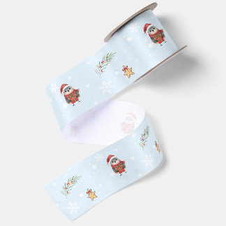 Leuke Kerst Waterverf vogel xmas Feestje Kind Satijnen Lint
