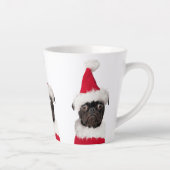 Leuke Kerst Zwart Pug in Santa Hat Latte Mok (Rechts)