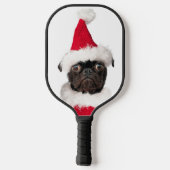 Leuke Kerst Zwart Pug in Santa Hat Pickleball Paddle (Achterkant)